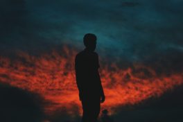 Mann Silhouette Dunkel Abendrot